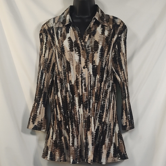 Laura Scott Tops - Laura Scott Brown and Black Button Down Shirt